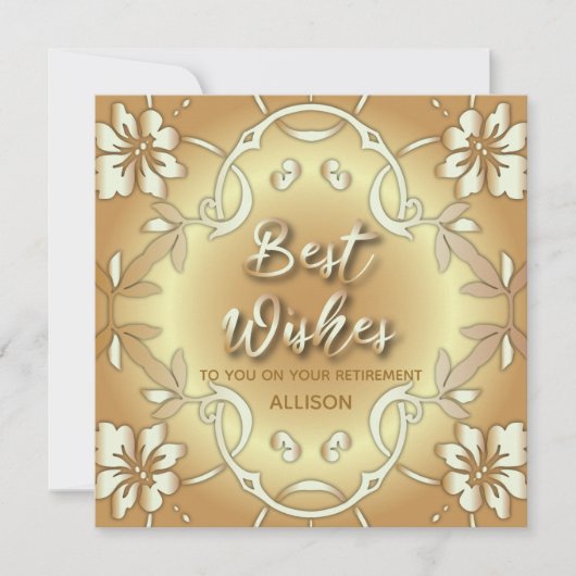 Gold Elegant Floral het beste wil je pensioen Kaart (Voorkant)