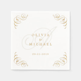 Gold elegant flourische kalligrafie bruiloft servet