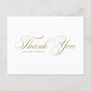 Gold Elegant Flourish Script Weddenschap Hartelijk Briefkaart