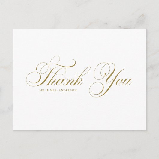 Gold Elegant Flourish Script Weddenschap Hartelijk Briefkaart (Voorkant)
