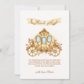 Gold Elegant Flower Prince Carriage Baby Shower  Bedankkaart (Voorkant)