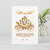 Gold Elegant Flower Prince Carriage Baby Shower  Bedankkaart (Staand voorkant)
