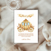 Gold Elegant Flower Prince Carriage Baby Shower  Bedankkaart