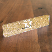 Gold Elegant Glitter Feminine Script Name Naambordje (Zijkant)
