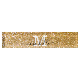 Gold Elegant Glitter Feminine Script Name Naambordje