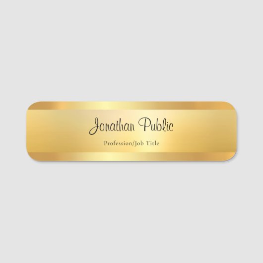 Gold Elegant Hand Script Name Sjabloon Modern Naamplaatje (Voorkant)