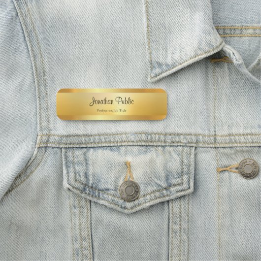 Gold Elegant Hand Script Name Sjabloon Modern Naamplaatje (In situ)