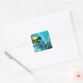 Gold Elegant Happy Songbird wenst Waterverf Vierkante Sticker (Envelop)