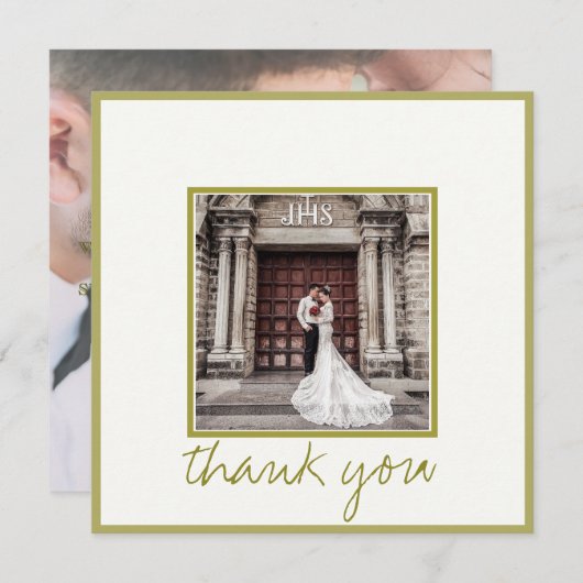 Gold Elegant Hartelijk dank voor uw bruiloft Kaart (Voorkant / Achterkant)