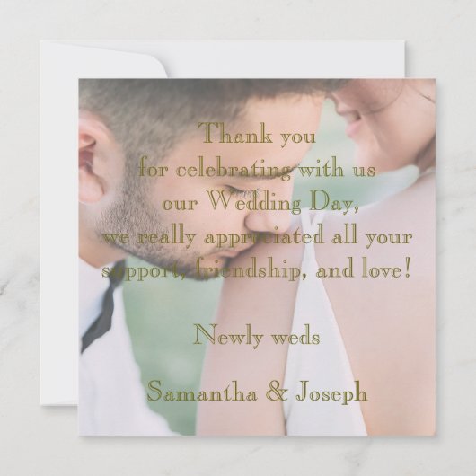 Gold Elegant Hartelijk dank voor uw bruiloft Kaart (Achterkant)