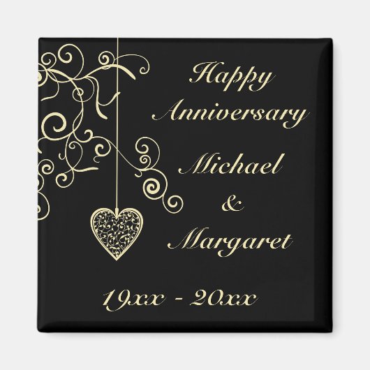 Gold Elegant Heart Wedding Jubileum Magneet (Voorkant)