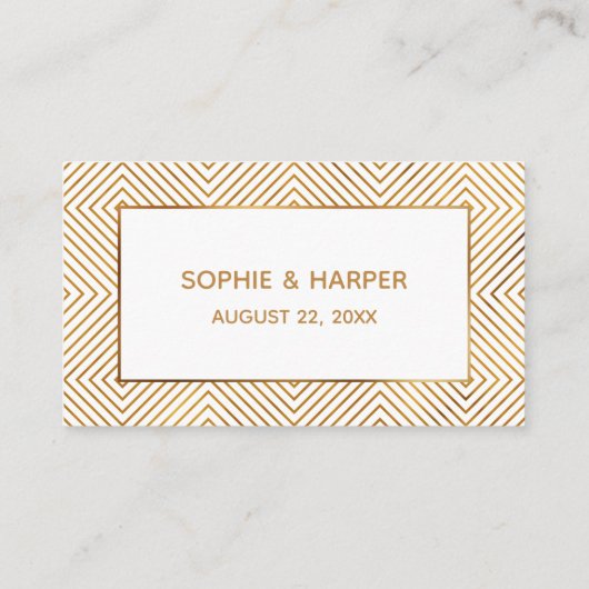 Gold Elegant Hearts Script, White Gift Registry Informatiekaartje (Achterkant)