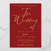 Gold Elegant-kalligrafie | Uitnodiging tot rode br