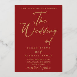 Gold Elegant-kalligrafie | Uitnodiging tot rode br