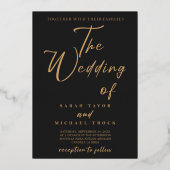 Gold Elegant-kalligrafie | Zwarte-Matteuitnodiging Folie Uitnodiging (Voorkant)