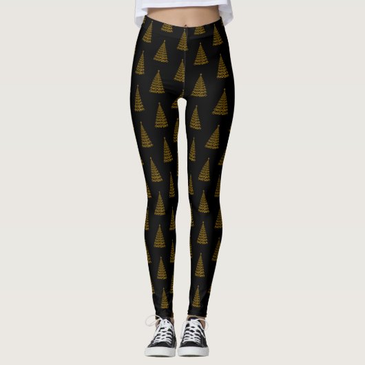 Gold Elegant kerstboom-Leggings Leggings (Voorkant)