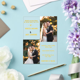 Gold elegant klassiek kalligrafiefotoirhuwelijk acryl uitnodigingen