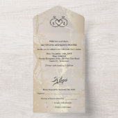 Gold Elegant Luxury Marble Abstract Wedding All In One Uitnodiging (Binnen)