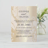Gold Elegant Luxury Marble Abstract Wedding Kaart (Staand voorkant)