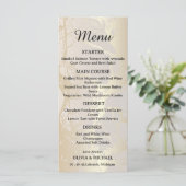  Gold Elegant Luxury Marble Abstract Wedding Menu  (Staand voorkant)