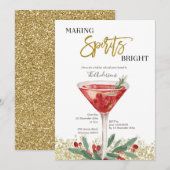 Gold Elegant Making Spirits Bright Cocktail Kaart (Voorkant / Achterkant)