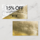 Gold Elegant Marble Discount Hartelijk dank Visitekaartje (Voorkant / Achterkant)