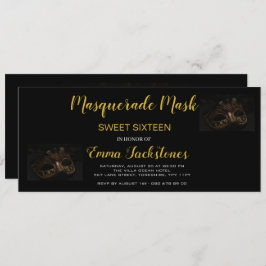 Gold Elegant Masquerade maskerade Theme Sweet Sixt Kaart
