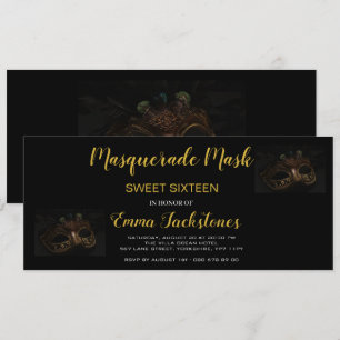 Gold Elegant Masquerade maskerade Theme Sweet Sixt Kaart