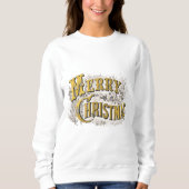 Gold Elegant Merry Kerstmis Rustic  Trui (Voorkant)