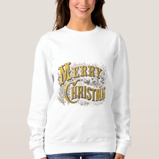 Gold Elegant Merry Kerstmis Rustic  Trui (Voorkant)