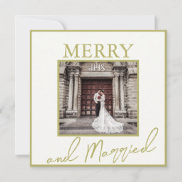 Gold Elegant Merry & Married 2 Foto's Bedankkaart