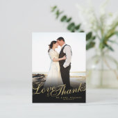 Gold Elegant Modern Love Bedankt White Briefkaart (Staand voorkant)