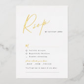 Gold elegant modern script minimalistisch bruiloft folie uitnodiging (Voorkant)