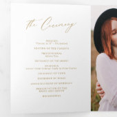 Gold elegant modern script minimalistisch huwelijk drieluik programma (Binnenzijde eerst)