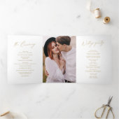 Gold elegant modern script minimalistisch huwelijk drieluik programma (Binnen)