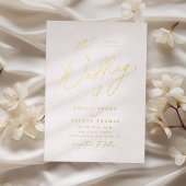 Gold elegant modern script minimalistisch huwelijk folie uitnodiging