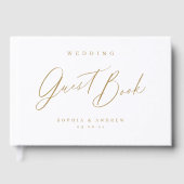 Gold elegant modern script minimalistisch huwelijk gastenboek (Voorkant)