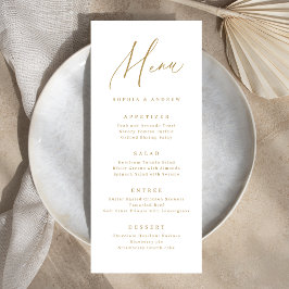 Gold elegant modern script minimalistisch huwelijk menu