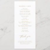 Gold elegant modern script minimalistisch huwelijk programmakaart (Achterkant)