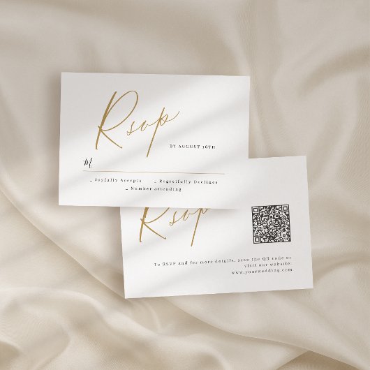 Gold elegant modern script minimalistisch huwelijk RSVP kaartje