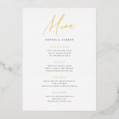 Gold elegant modern script minimalistisch trouwmen folie uitnodiging (Voorkant)