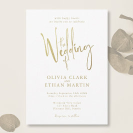 Gold Elegant Modern Simple Wedding Uitnodiging