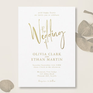 Gold Elegant Modern Simple Wedding Uitnodiging