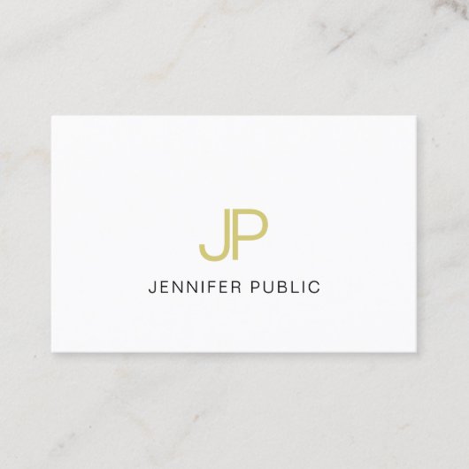 Gold Elegant Monogram Design Trendy Modern Plain Visitekaartje (Voorkant)