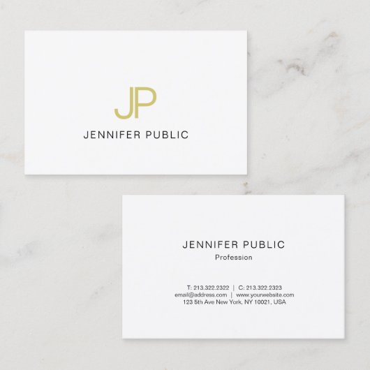 Gold Elegant Monogram Design Trendy Modern Plain Visitekaartje (Voorkant / Achterkant)