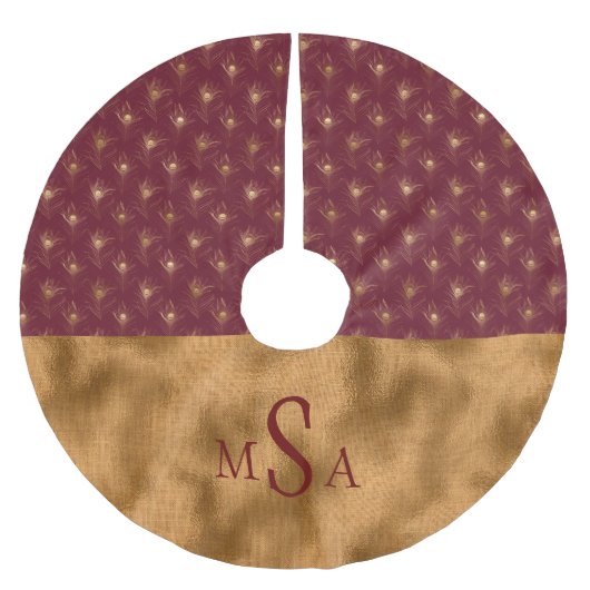 Gold Elegant Monogram Holiday Red Animal Chic Kerstboom Rok (Voorkant)