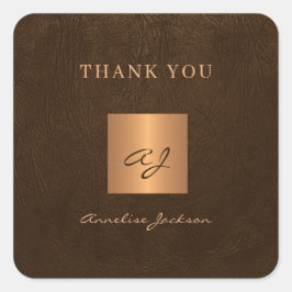 Gold elegant monogram naam elegant bedankt vierkante sticker