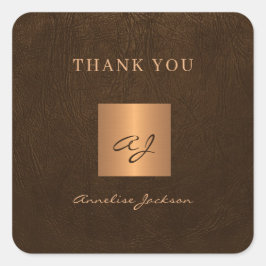 Gold elegant monogram naam elegant bedankt vierkante sticker