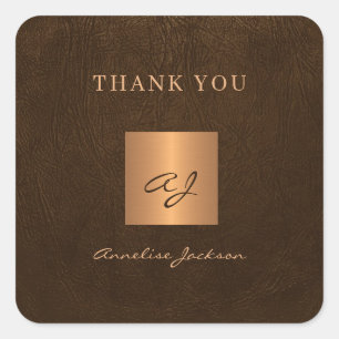 Gold elegant monogram naam elegant bedankt vierkante sticker