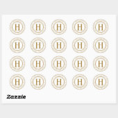 Gold Elegant Monogram Return Address Ronde Sticker (Vel)